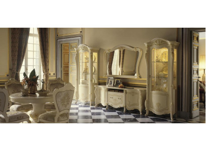 Living room cabinet set 4-piece. Wall unit wood 2x display cabinet living room complete set