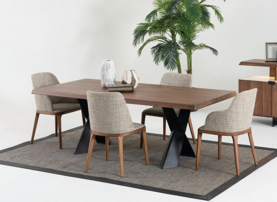 Wood Dining Room Design Furniture Modern Chair Group Table 4x Chairs Set 5 Pieces.