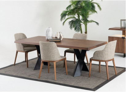 Wood Dining Room Design Furniture Modern Chair Group Table 4x Chairs Set 5 Pieces.