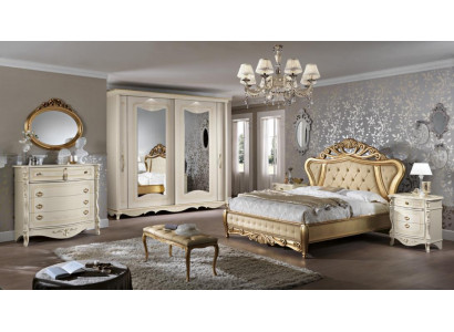 Double bed bedroom furniture wardrobe nightstand with drawers dresser 5-piece set
