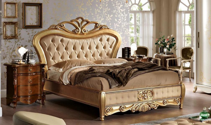 Bed double beds nightstand wardrobe dresser bedroom furniture 5-piece set.