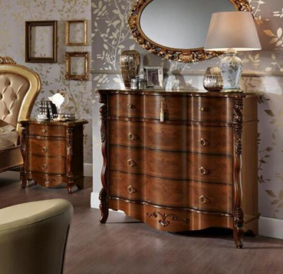 Bed double beds nightstand wardrobe dresser bedroom furniture 5-piece set.