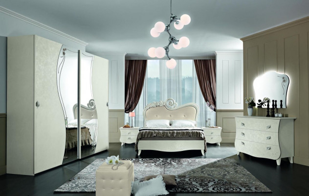 Design Bedroom Complete Set Nightstand Wardrobe Baroque Rococo 6-piece.