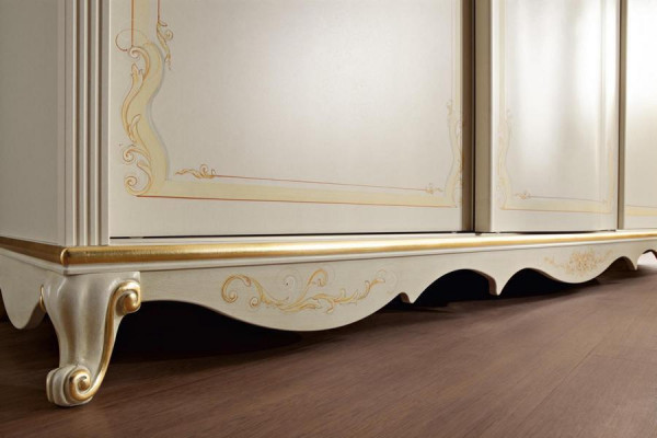 Bedroom furniture: bed, wardrobe, drawer, bedside table with drawers, 5-piece dresser.