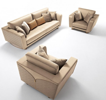 Sofa set 311 seater set design sofa upholstered couches leather Italian furniture