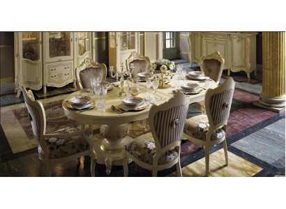 Set of wooden furniture: 2x chairs with armrests, 4x chairs, table, new dining room set, 7 pieces