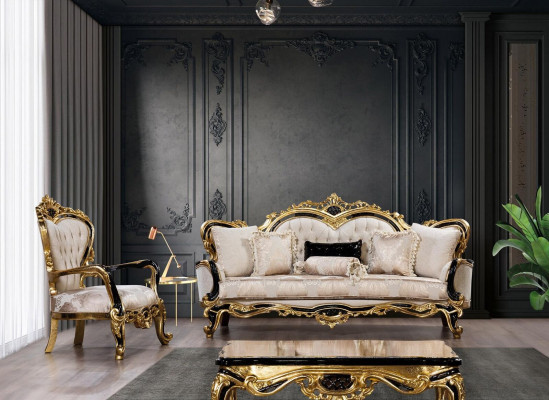 Classic Luxury Sofa Set Armchair Living Room Set 3+1 Seat Chesterfield