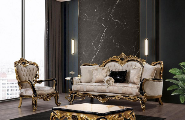 Classic Luxury Sofa Set Armchair Living Room Set 3+1 Seat Chesterfield