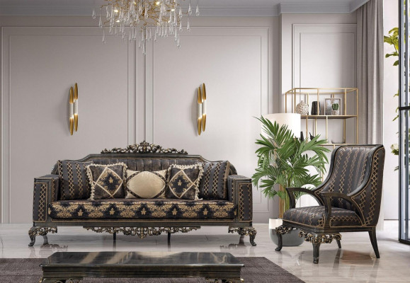 Luxury Chesterfield Sofa Set 3+1 Seater Classic Sofa Baroque Upholstered Seat