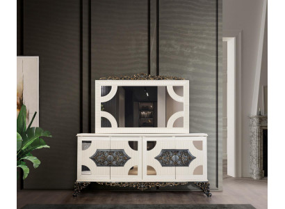 Dresser cabinet with mirror noble dresser buffet baroque rococo wood sideboard