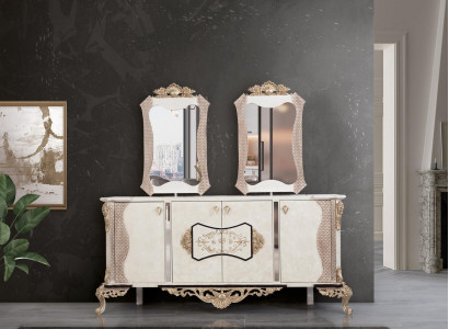 Sideboard with Mirror Set Dining Baroque Dressers Wood Dresser Wood Cabinet New