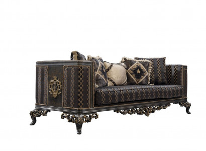 Baroque Rococo 3-Seater Designer Sofa Couch Upholstered Sofas Couches Fabric Textile New