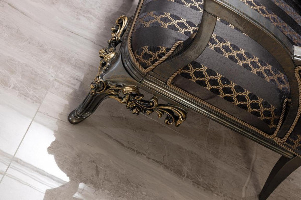 Baroque Rococo 3-Seater Designer Sofa Couch Upholstered Sofas Couches Fabric Textile New