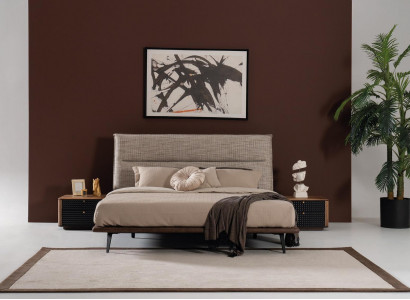 Italian bedroom bed 2x nightstand 3-piece luxury style modern