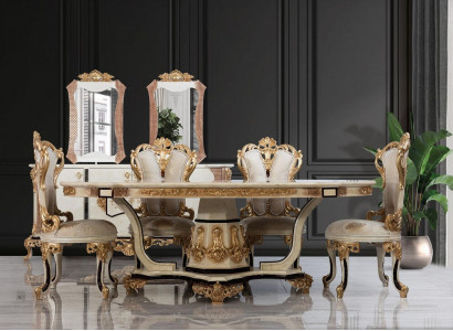 Classic luxury table wood tables baroque rococo antique style dining living room new
