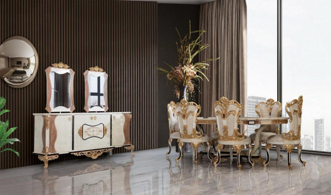 Classic luxury table wood tables baroque rococo antique style dining living room new
