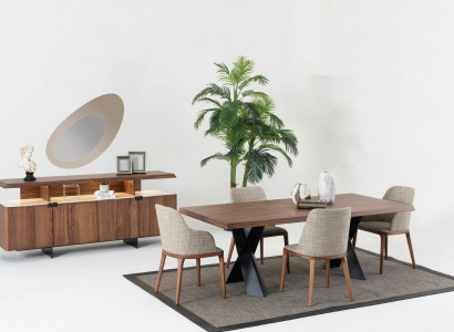 Dining room set table 4x chairs sideboard mirror dining set design