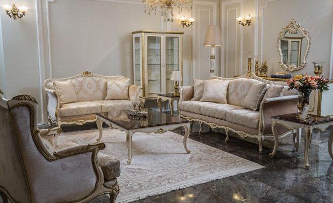 Baroque Armchair Gold Beige Single Armchair Classic Style Furniture Velvet Wood