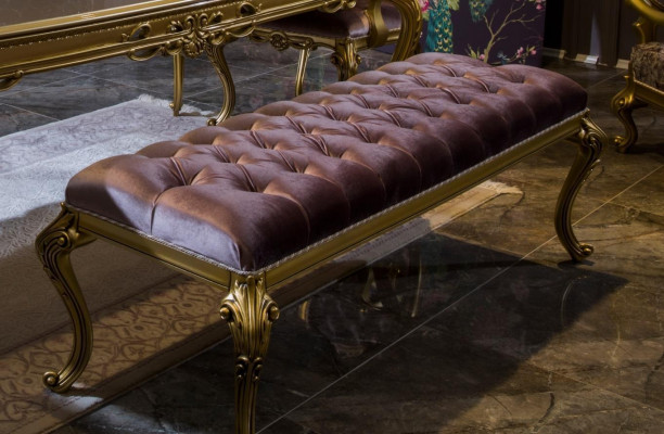 Luxury Ottoman Designer Chesterfield Velvet Stool Upholstered Bench
