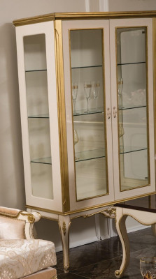 Showcase wooden furniture cabinet baroque rococo gold white glass cabinet