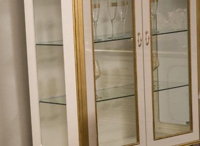 Showcase wooden furniture cabinet baroque rococo gold white glass cabinet