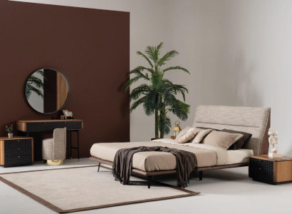 Complete bedroom set bed dressing table mirror stool 6-piece.