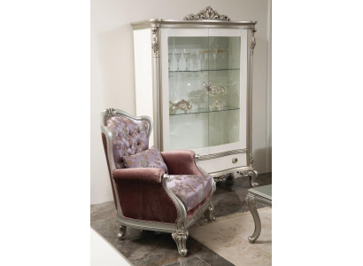 Classic armchair with floral pattern, purple sofa, single-seater, Baroque Rococo.