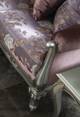 Classic armchair with floral pattern, purple sofa, single-seater, Baroque Rococo.