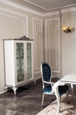Display Cabinet White Glass Cabinet Design Classic Cabinet Luxury Wood Furniture