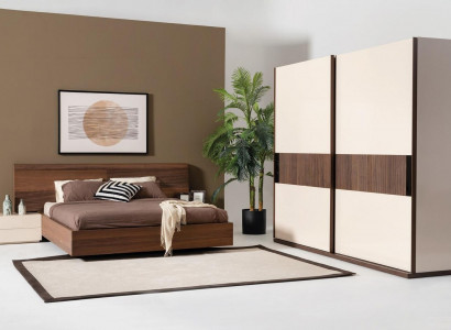 4-piece bedroom set bed 2x nightstands wardrobe cabinet