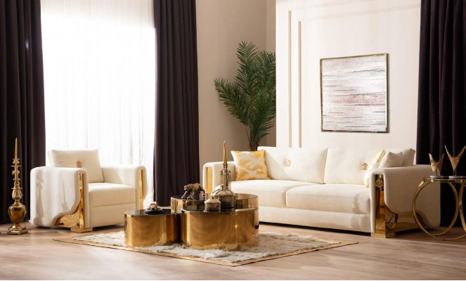 Design single-seater armchair textile living room lounge metal luxury design sofa furniture