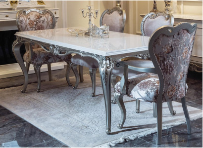 Classic Dining Table Silver Tables Baroque Rococo Table Dining Room Furniture White