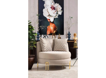 Armchair Upholstered Seat Design Couch Armchair Relax Fabric Lounge Luxury Living Room