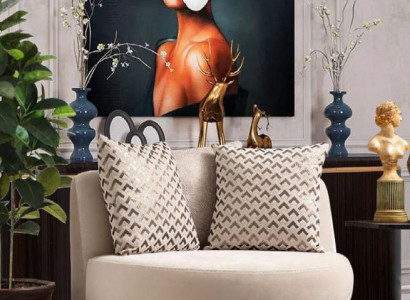 Armchair Upholstered Seat Design Couch Armchair Relax Fabric Lounge Luxury Living Room