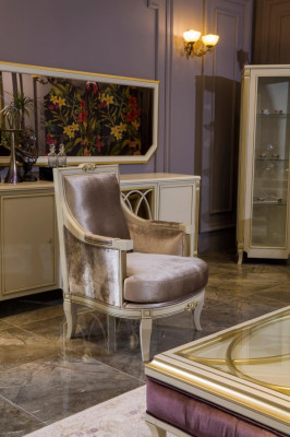 Art Deco armchair, relax, fabric lounge, textile seat, luxury seating, polyester