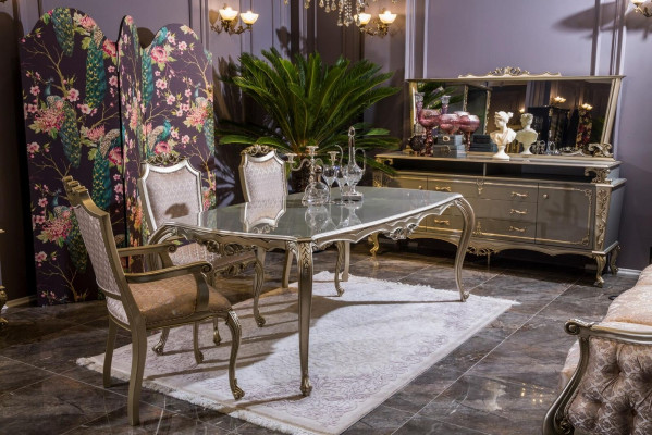 Dining Room Set Dining Group Classic Baroque Rococo 4-Piece Chair Suite 4x Chairs