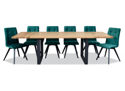 Dining room design furniture chair group table + 6 upholstered chairs 7-piece set suite new