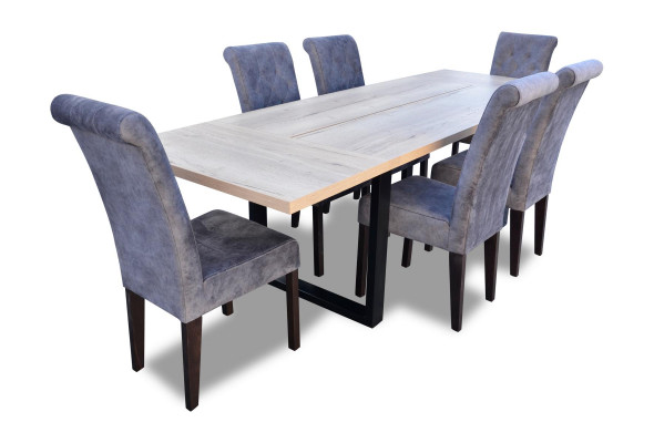 Classic Set Dining Table + 6x Chairs Upholstered Chair Suite Tables Dining Room Group