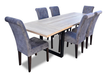 Classic Set Dining Table + 6x Chairs Upholstered Chair Suite Tables Dining Room Group
