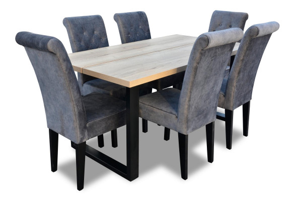 Classic Set Dining Table + 6x Chairs Upholstered Chair Suite Tables Dining Room Group