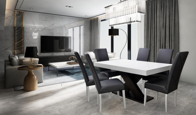 Dining room set display cabinet dining table 6x chair suite table group 7-piece set modern