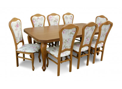 Classic designer dining room set wood table + 8 chairs chair set