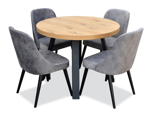 Round dining room + 4 chairs set round table wood tables set of 5 pieces