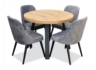 Round dining room + 4 chairs set round table wood tables set of 5 pieces