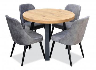 Round dining room + 4 chairs set round table wood tables set of 5 pieces