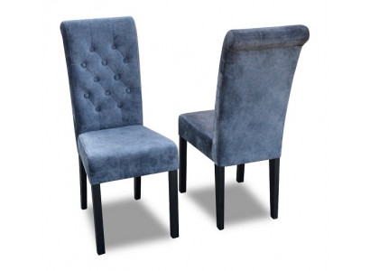 Exclusive x8 Blue Chesterfield Seat Designer Chair Set Textile Armchairs