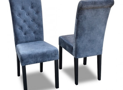 Exclusive x8 Blue Chesterfield Seat Designer Chair Set Textile Armchairs