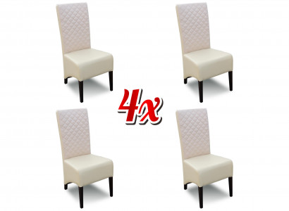 Set of 4 Chairs Group Leather Design New Upholstered Dining Room Chairs