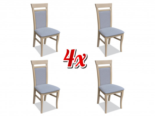 Set of 4x Design Chair Textile Armchair Upholstered Chairs Gastro Dining Room Wood Fabric