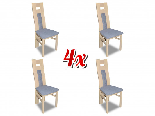 Group Seat Cushion Backrest Chairs Set Solid Wood Luxury Armchair Set 4x Chair